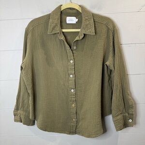 Things Between | Women's Gauzy Olive Green Textured Shirt Size Small